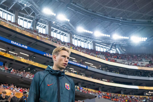 Torbjørn Lysaker Heggem of Norway enters the pitch