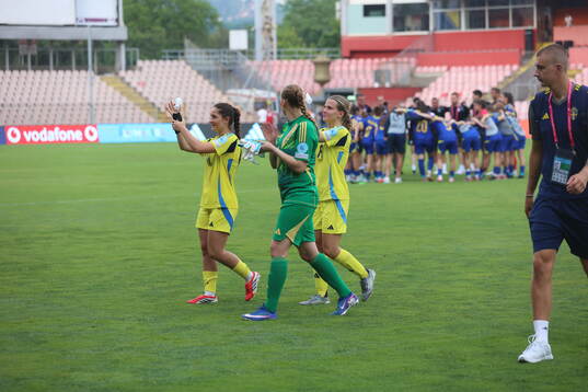 Players of Sweden celebrate