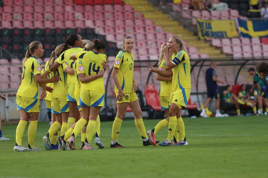 Players of Sweden celebrate