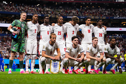 Goalkeeper Jordan Pickford, Ezri Konsa, Marc Guehi, Djed