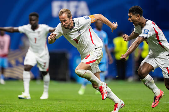 Bukayo Saka, Harry Kane and Jude Bellingham of England