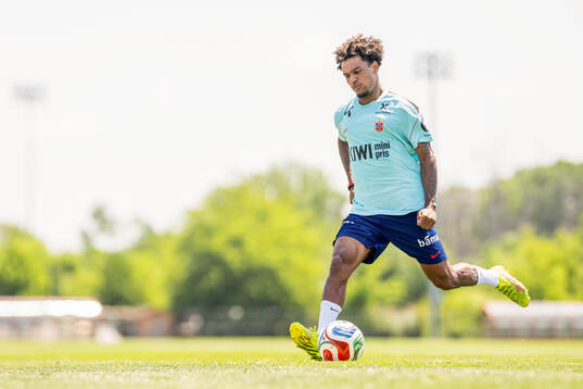 Oscar Bobb of the Norwegian national football team at a