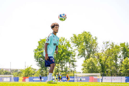 Oscar Bobb of the Norwegian national football team at a