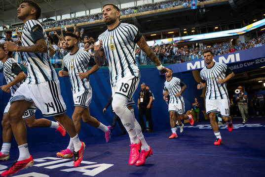 Nicolas Otamendi and Exequiel Palacios of Argentina
