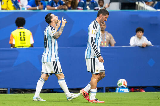 Lionel Messi of Argentina celebrates