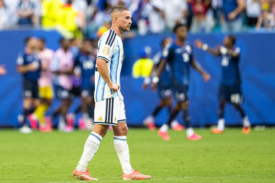 Alexis Mac Allister of Argentina looks dejected 1-1