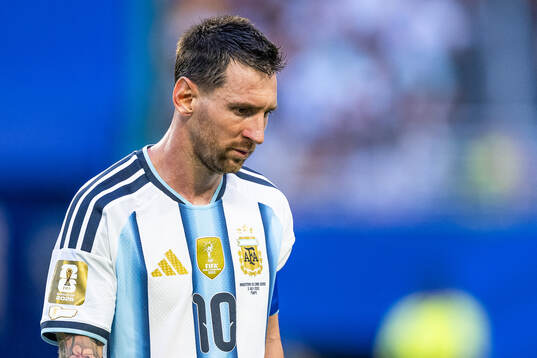 Lionel Messi of Argentina looks dejected
