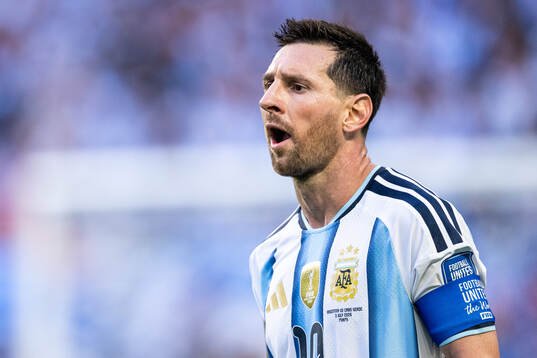 Lionel Messi of Argentina looks dejected
