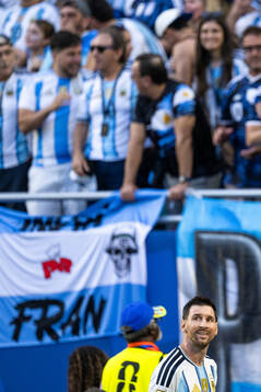 Lionel Messi of Argentina looks dejected