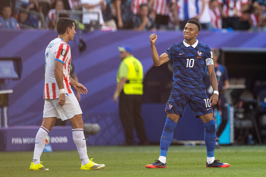 Kylian Mbappe of France celebrates