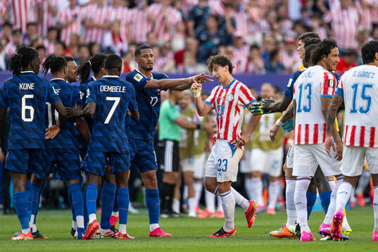 William Saliba of France and Matias Galarza of Paraguay