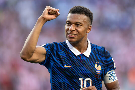 Kylian Mbappe of France celebrates