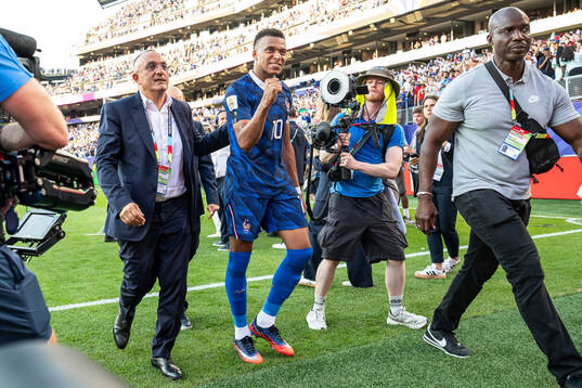 Kylian Mbappe of France celebrates