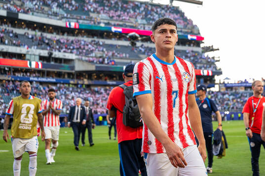Ramon Sosa of Paraguay looks dejected