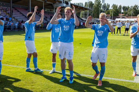 Malmö FFs Malte Frejd Pålsson och Otto Rosengren jublar