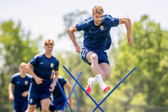 Kristoffer Ajer of the Norwegian national football team at