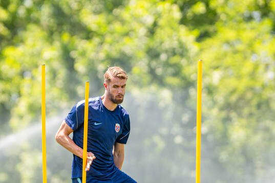 Kristoffer Ajer of the Norwegian national football team at
