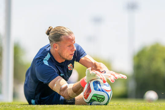 Goalkeeper Ørjan Håskjold Nyland of the Norwegian