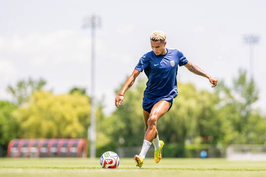 Antonio Nusa of the Norwegian national football team at a