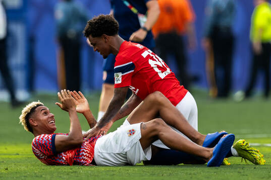 Antonio Nusa and Oscar Bobb of Norway