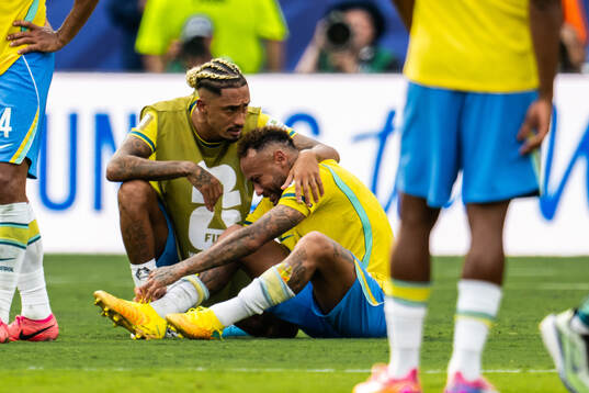Neymar Jr of Brazil looks dejected