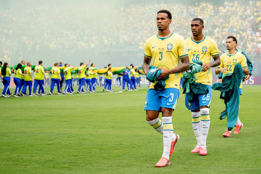 Gabriel Magalhaes, Rayan and Gabriel Martinelli of Brazil