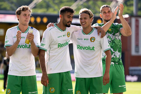 Hammarbys spelare Hampus Skoglund, Montader Madjed, Markus
