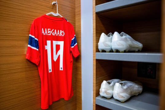 The kit of Thelo Aasgaard of Norway in the dressing room