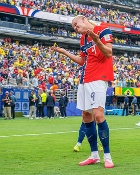 Erling Braut Haaland of Norway celebrates
