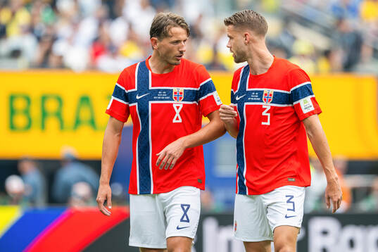 Sander Berge and Kristoffer Ajer of Norway