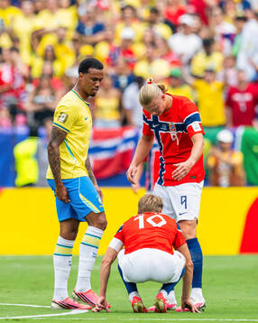 Gabriel Magalhaes of Brazil, Martin Ødegaard of Norway and