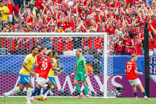 Goalkeeper Ørjan Håskjold Nyland of Norway celebrates