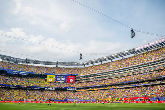 General view of MetLife Stadium as the attendance is shown
