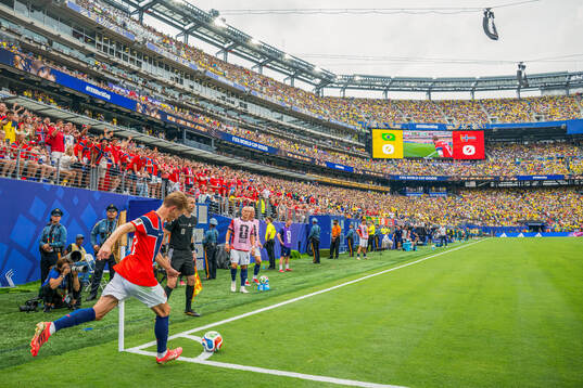 Martin Ødegaard of Norway takes a corner kick