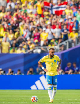 Neymar Jr of Brazil looks dejected