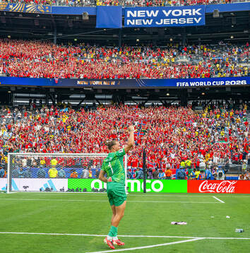 Goalkeeper Ørjan Nyland of Norway celebrates