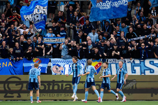 Djurgårdens Nino Zugelj jublar med lagkamrater