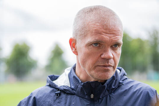 Malmö FFs huvudtränare Gaute Helstrup en träning med