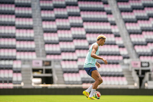 Antonio Nusa of the Norwegian national football team at a