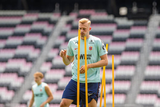 Sondre Langås of the Norwegian national football team at a