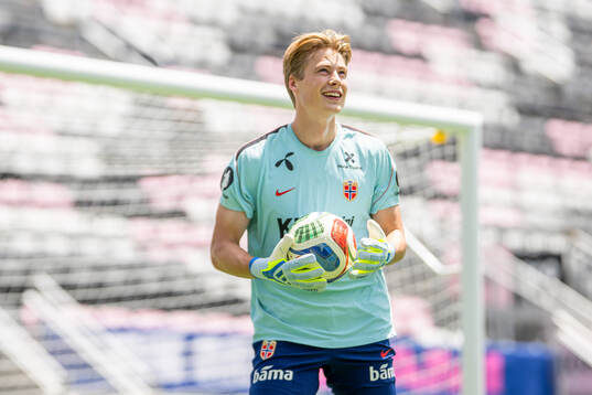 Goalkeeper Sander Tangvik of the Norwegian national