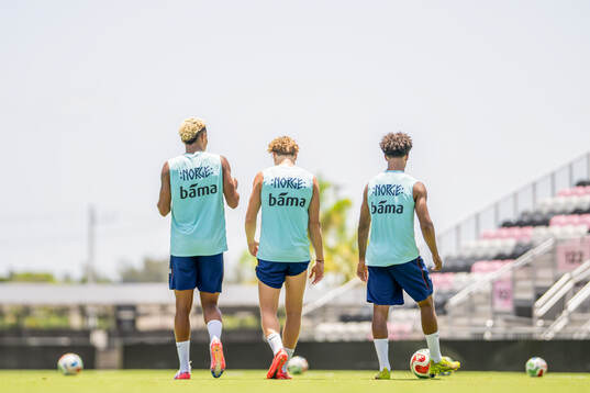 Antonio Nusa, Andreas Schjelderup and Oscar Bobb of the