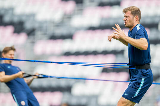 Alexander Sørloth of the Norwegian national football team