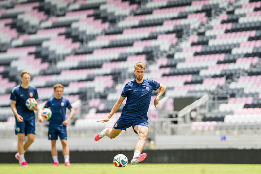 Kristoffer Ajer of the Norwegian national football team at