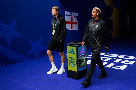 goalkeeper Sander Tangvik and Antonio Nusa of Norway aahead
