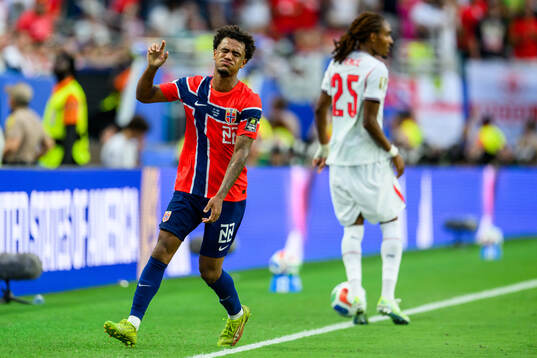 Oscar Bobb of Norway reacts