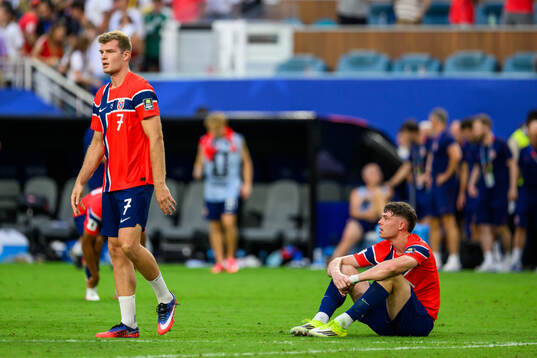 Alexander Sørloth and Jørgen Strand Larsen of Norway look