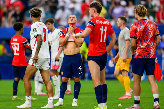 Leo Østigård of Norway looks dejected