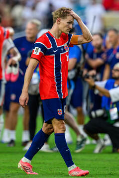 Martin Ødegaard of Norway looks dejected