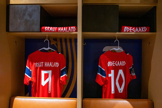 The kits of Erling Braut Haaland and Martin Ødegaard of
